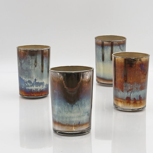3 x 4 1/4in Oxidized Glass Cylinder Vase, Set of 4 - Picture 1 of 1